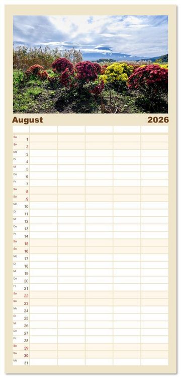 Produktbild: Familienplaner 2026 - Japan - Traditon und Moderne mit 5 Spalten (Wandkalender, 21 x 45 cm) CALVENDO