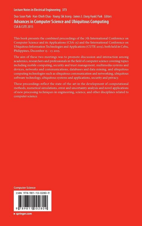 Produktbild: Advances in Computer Science and Ubiquitous Computing