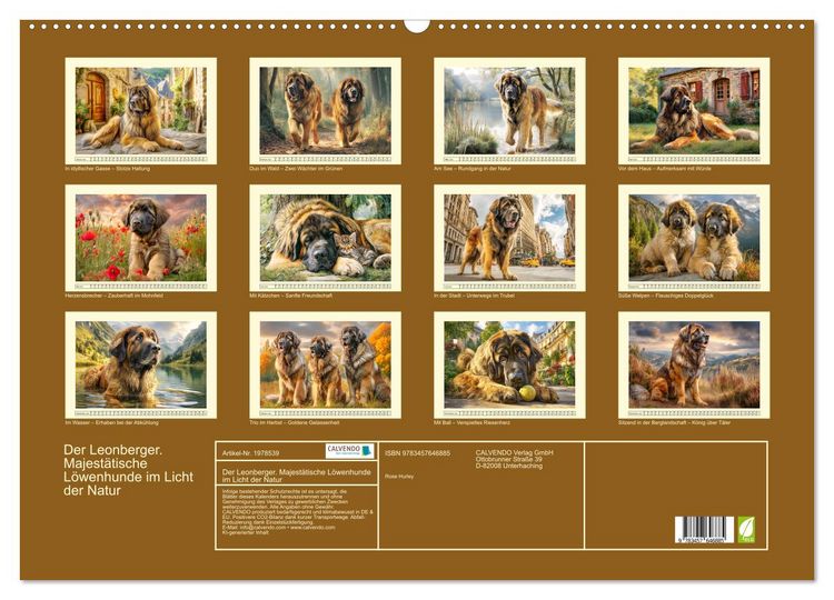 Produktbild: Der Leonberger. Majest&auml;tische L&ouml;wenhunde im Licht der Natur (Wandkalender 2026 DIN A2 quer), CALVENDO Monatskalender