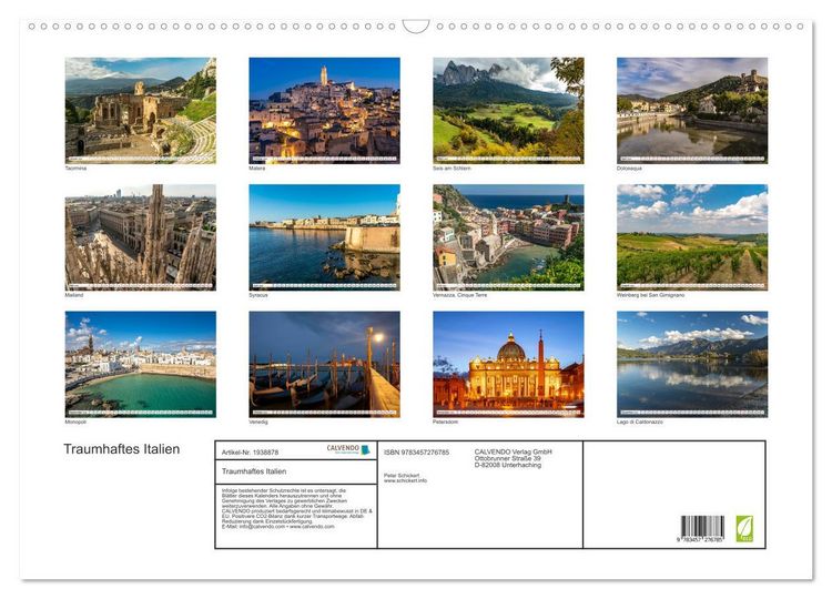 Produktbild: Traumhaftes Italien (Wandkalender 2026 DIN A2 quer), CALVENDO Monatskalender