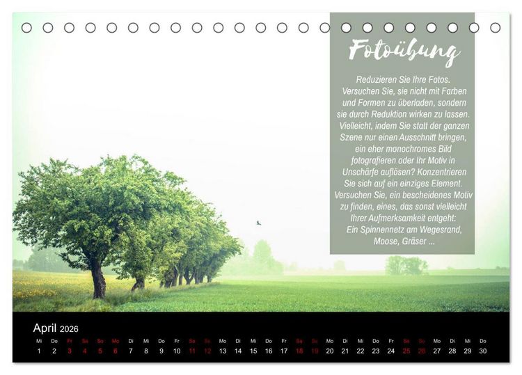 Produktbild: Die Sch&ouml;nheit der Natur - Naturfotografie-Kalender mit Foto- und Kreativ&uuml;bungen (Tischkalender 2026 DIN A5 quer), CALVENDO Monatskalender