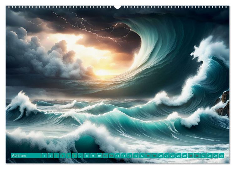 Produktbild: St&uuml;rmische Wellen (Wandkalender 2026 DIN A2 quer), CALVENDO Monatskalender