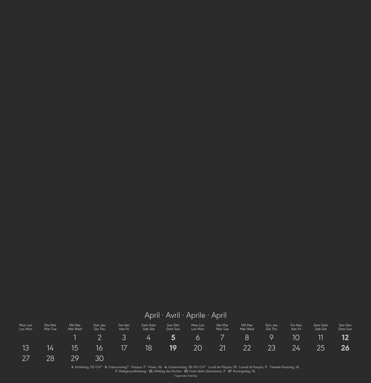 Produktbild: Kreativ-Kalender schwarz 2026 - 32 x 33 - Foto, Malen, Basteln - datiert - Kreativkalender - Foto-Kalender - Alpha Edition