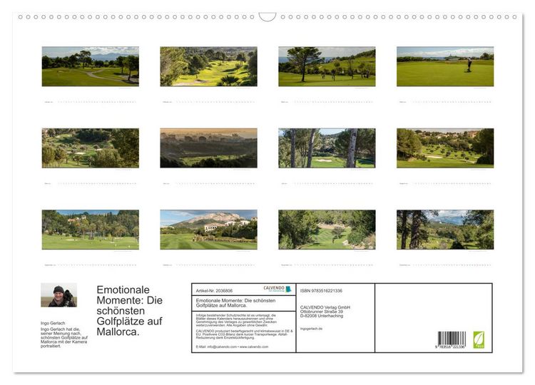 Produktbild: Emotionale Momente: Die sch&ouml;nsten Golfpl&auml;tze auf Mallorca. (Wandkalender 2026 DIN A2 quer), CALVENDO Monatskalender