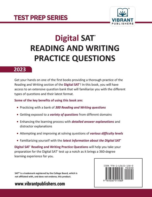 Produktbild: Digital SAT Reading and Writing Practice Questions