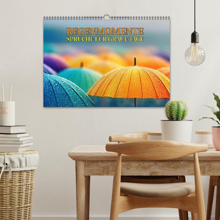 Produktbild: Regenmomente &ndash; Spr&uuml;che f&uuml;r graue Tage (Wandkalender 2026 DIN A3 quer), CALVENDO Monatskalender