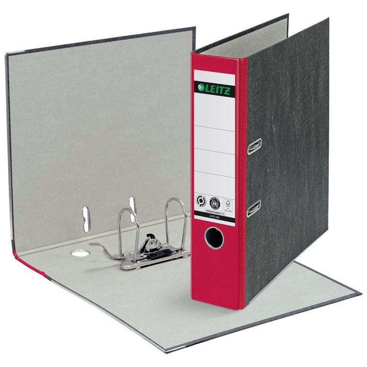Produktbild: Leitz Ordner 1080 DIN A4 R&uuml;ckenbreite: 80 mm Rot Wolkenmarmor 2 B&uuml;gel 10805025