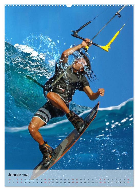 Produktbild: Kitesurfen - Fun pur (hochwertiger Premium Wandkalender 2026 DIN A2 hoch), Kunstdruck in Hochglanz