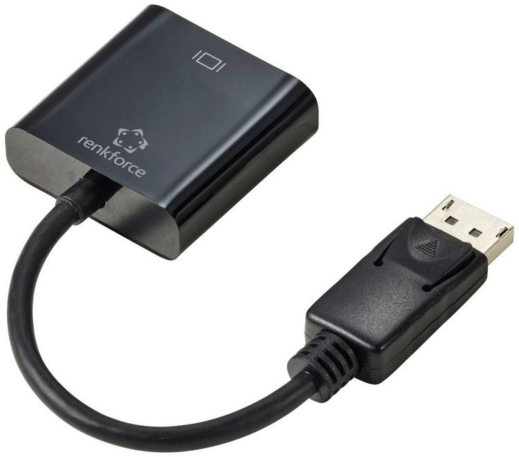Produktbild: Renkforce RF-5771774 DisplayPort / DVI Adapter [1x DisplayPort Stecker - 1x DVI-Buchse 24+5pol.] Schwarz PVC-Mantel 15 cm
