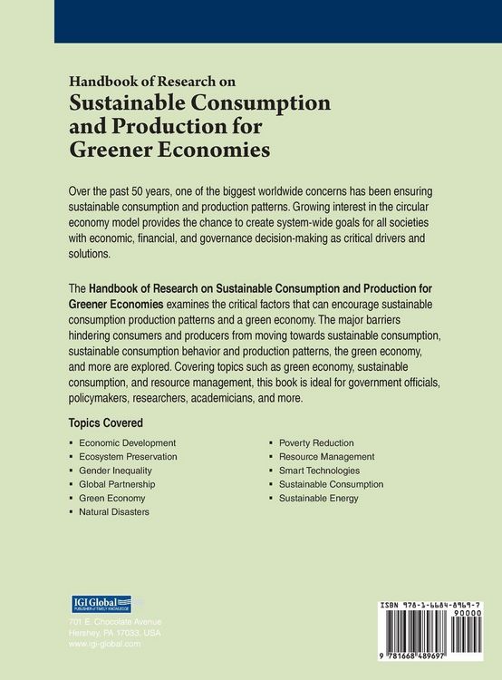 Produktbild: Handbook of Research on Sustainable Consumption and Production for Greener Economies