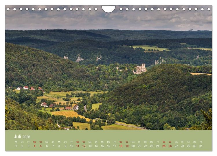 Produktbild: Sch&ouml;ne Aussichten in die Fr&auml;nkische Schweiz (Wandkalender 2026 DIN A4 quer), CALVENDO Monatskalender