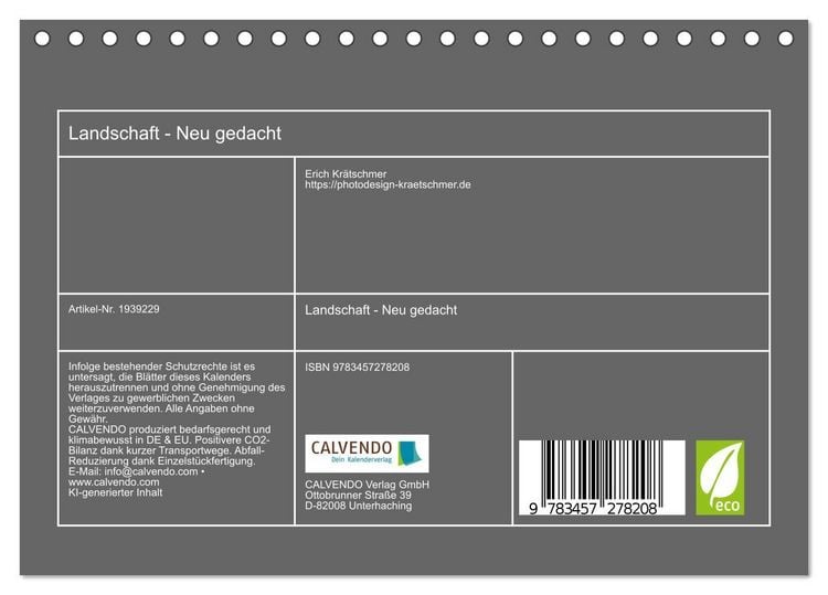 Produktbild: Landschaft - Neu gedacht (Tischkalender 2026 DIN A5 quer), CALVENDO Monatskalender
