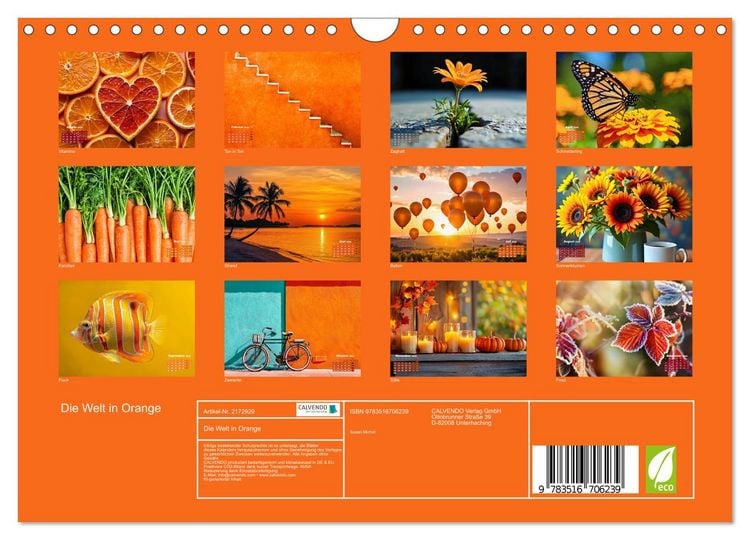 Produktbild: Die Welt in Orange (Wandkalender 2026 DIN A4 quer), CALVENDO Monatskalender