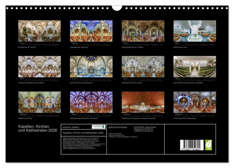 Produktbild: Kapellen, Kirchen und Kathedralen 2026 (Wandkalender 2026 DIN A3 quer), CALVENDO Monatskalender