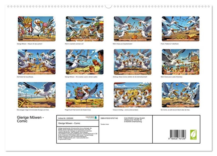 Produktbild: Gierige M&ouml;wen - Comic (hochwertiger Premium Wandkalender 2027 DIN A2 quer), Kunstdruck in Hochglanz