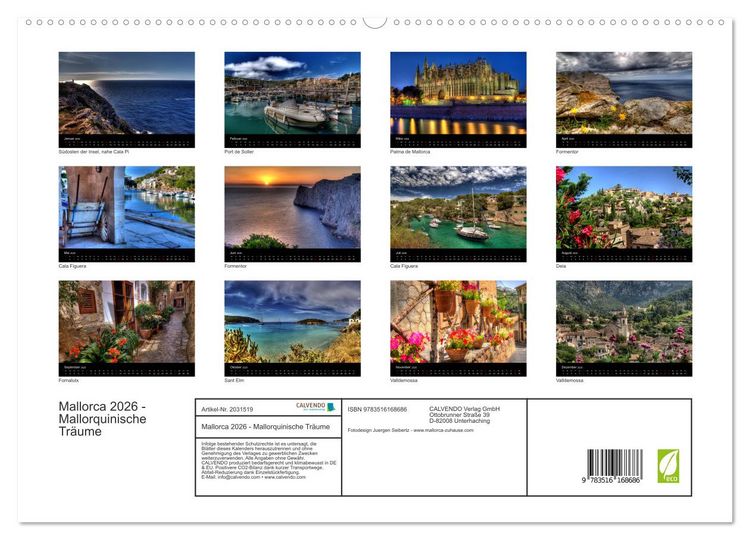 Produktbild: Mallorca 2026 - Mallorquinische Tr&auml;ume (hochwertiger Premium Wandkalender 2026 DIN A2 quer), Kunstdruck in Hochglanz