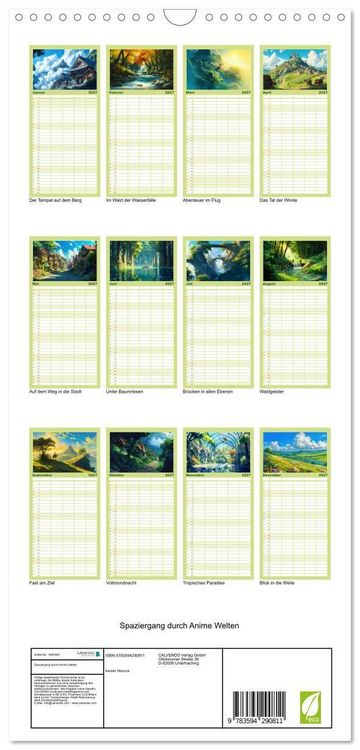 Produktbild: Familienplaner 2027 - Spaziergang durch Anime Welten mit 5 Spalten (Wandkalender, 21 x 45 cm) CALVENDO