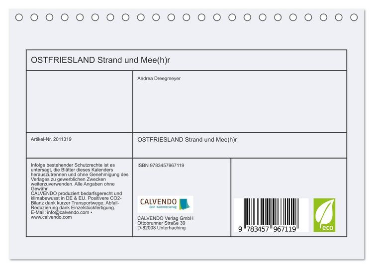 Produktbild: OSTFRIESLAND Strand und Mee(h)r (Tischkalender 2026 DIN A5 quer), CALVENDO Monatskalender