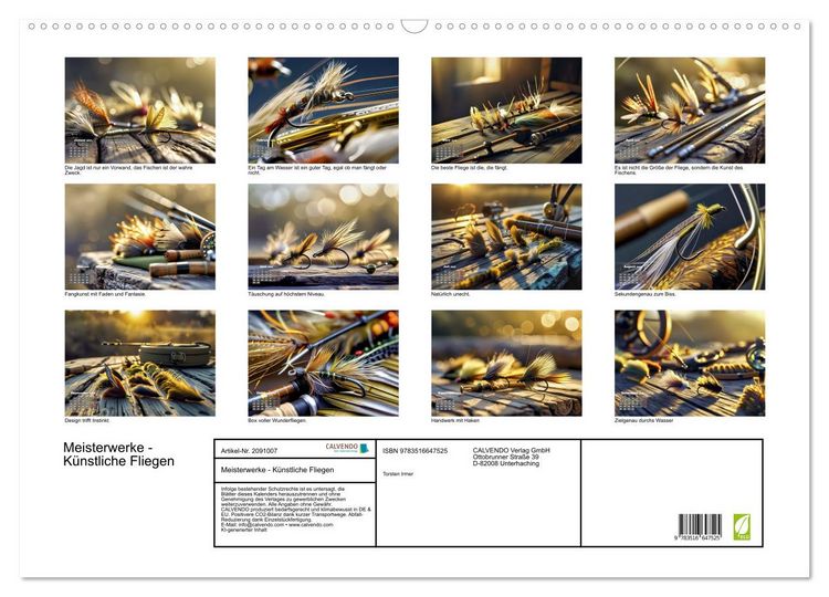 Produktbild: Meisterwerke - K&uuml;nstliche Fliegen (Wandkalender 2026 DIN A2 quer), CALVENDO Monatskalender