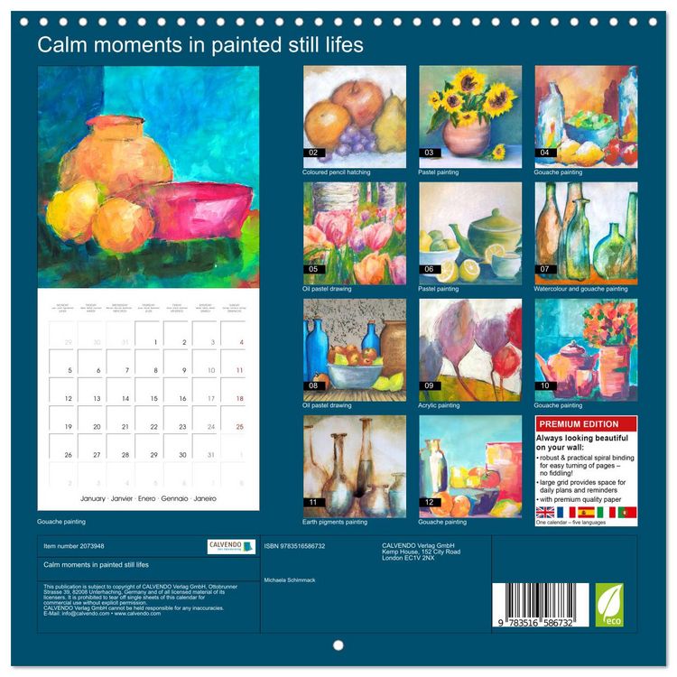 Produktbild: Calm moments in painted still lifes (Wall Calendar 2026 12 &times; 12 Inch) CALVENDO 12 Month Wall Calendar
