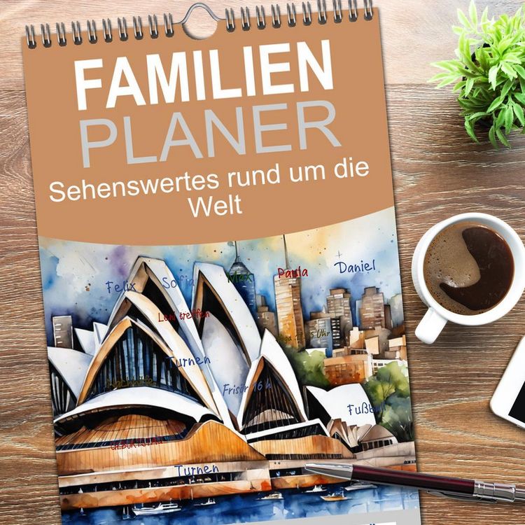 Produktbild: Familienplaner 2026 - Sehenswertes rund um die Welt mit 5 Spalten (Wandkalender, 21 x 45 cm) CALVENDO