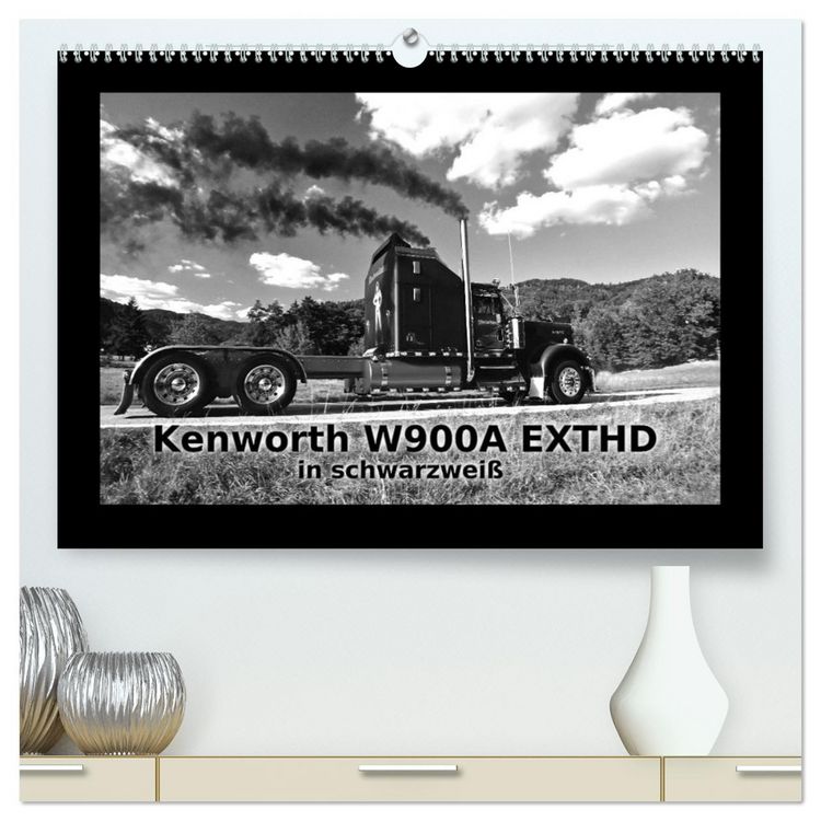 Produktbild: Kenworth W900A EXTHD - in schwarzwei&szlig; (hochwertiger Premium Wandkalender 2026 DIN A2 quer), Kunstdruck in Hochglanz