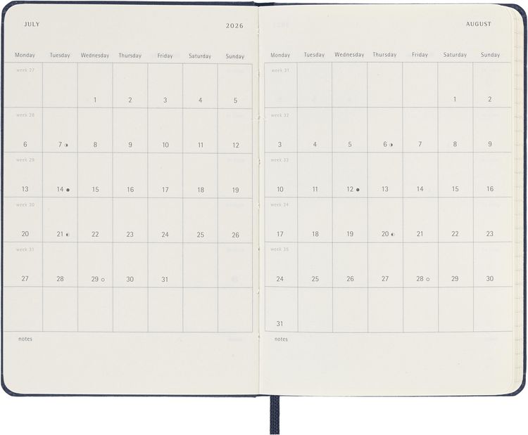 Produktbild: Moleskine 12 Monate Wochen Notizk. 26 A6 1W=1S Geb Saphir