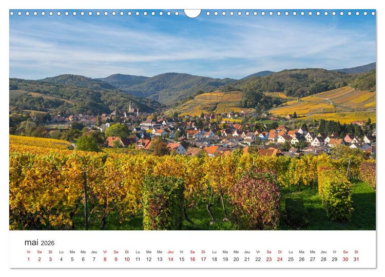 Produktbild: Route des Vins d'Alsace, villages pittoresques et paysages idylliques (Calendrier mural 2026 DIN A3 vertical), CALVENDO calendrier mensuel