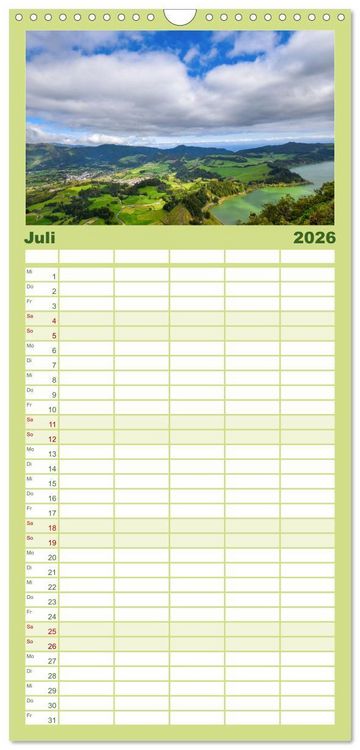 Produktbild: Familienplaner 2026 - Azoreninsel S&atilde;o Miguel mit 5 Spalten (Wandkalender, 21 x 45 cm) CALVENDO