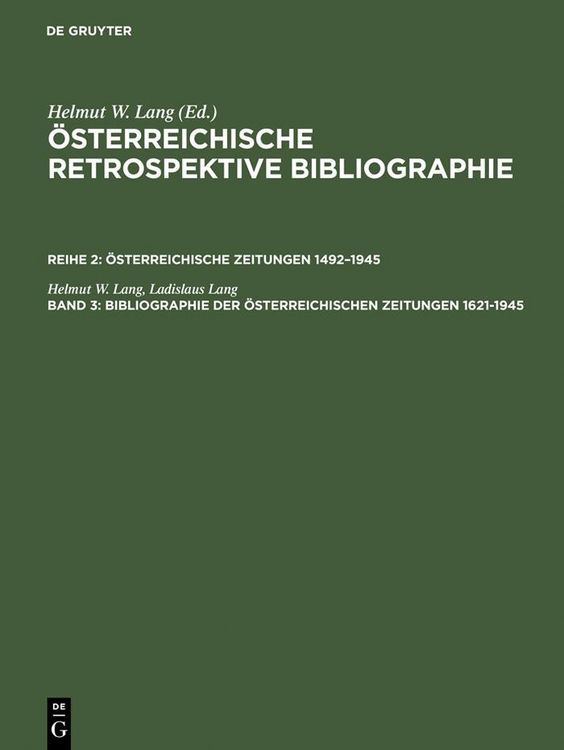 Produktbild: Bibliographie der &ouml;sterreichischen Zeitungen 1621-1945