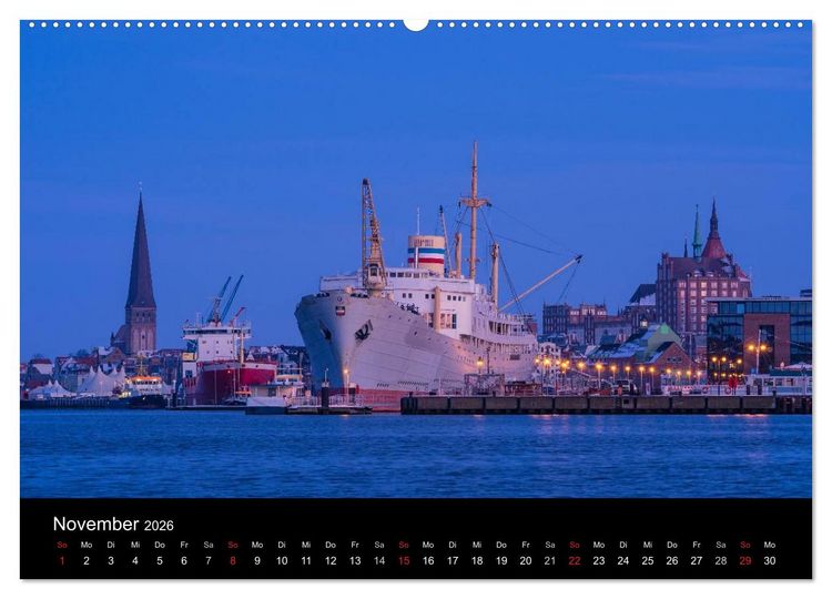 Produktbild: Unterwegs in der Hansestadt Rostock (hochwertiger Premium Wandkalender 2026 DIN A2 quer), Kunstdruck in Hochglanz