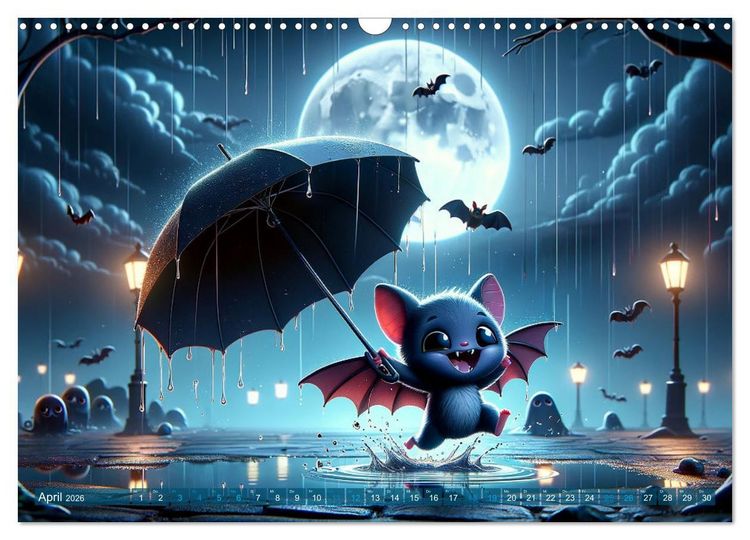 Produktbild: Fl&uuml;gel der Nacht: Abenteuer der kleinen Vampire (Wandkalender 2026 DIN A3 quer), CALVENDO Monatskalender