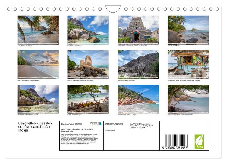 Produktbild: Seychelles - Des &icirc;les de r&ecirc;ve dans l'oc&eacute;an Indien (Calendrier mural 2026 DIN A4 vertical), CALVENDO calendrier mensuel