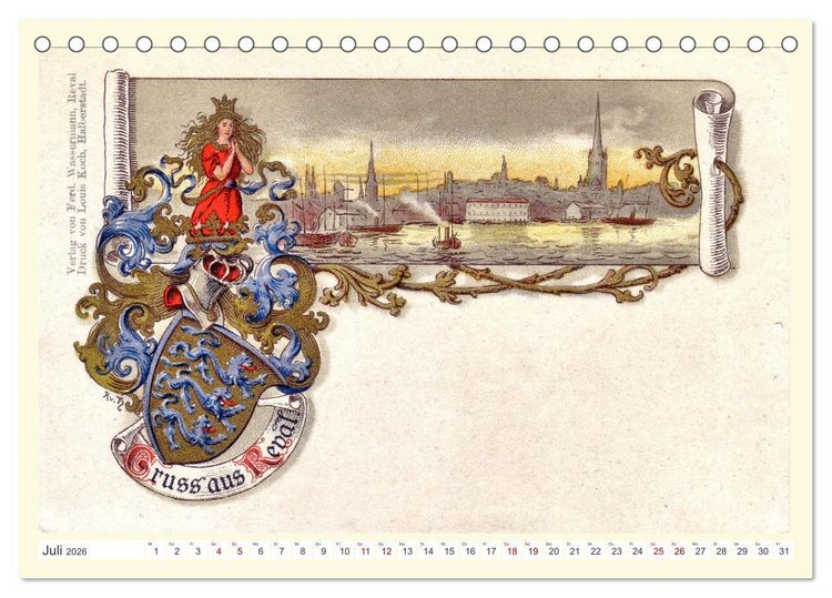 Produktbild: GRUSS AUS REVAL - Estlands Hauptstadt in alten Ansichten (Tischkalender 2026 DIN A5 quer), CALVENDO Monatskalender