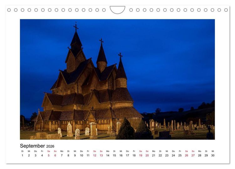 Produktbild: Stabkirchen Norwegens - Mittelalterliche Mystik in Holz (Wandkalender 2026 DIN A4 quer), CALVENDO Monatskalender