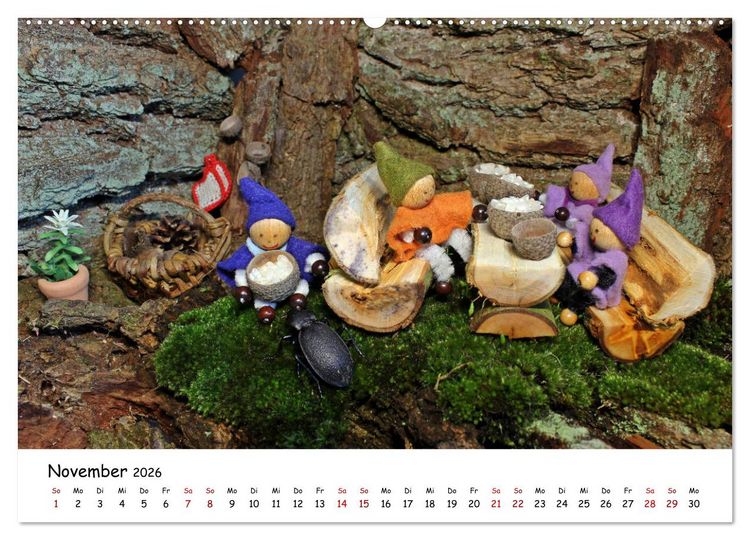 Produktbild: Die Abenteuer der vier kleinen Wichtel (hochwertiger Premium Wandkalender 2026 DIN A2 quer), Kunstdruck in Hochglanz