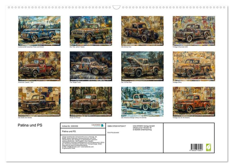 Produktbild: Patina und PS (Wandkalender 2027 DIN A2 quer), CALVENDO Monatskalender