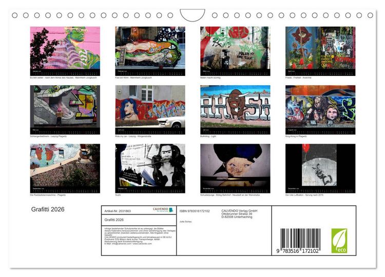 Produktbild: Grafitti 2026 (Wandkalender 2026 DIN A4 quer), CALVENDO Monatskalender