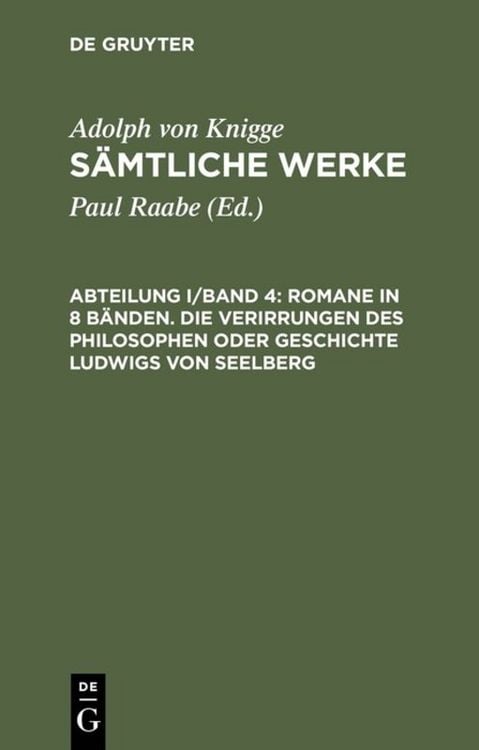 Produktbild: Romane in 8 B&auml;nden. Die Verirrungen des Philosophen oder Geschichte Ludwigs von Seelberg