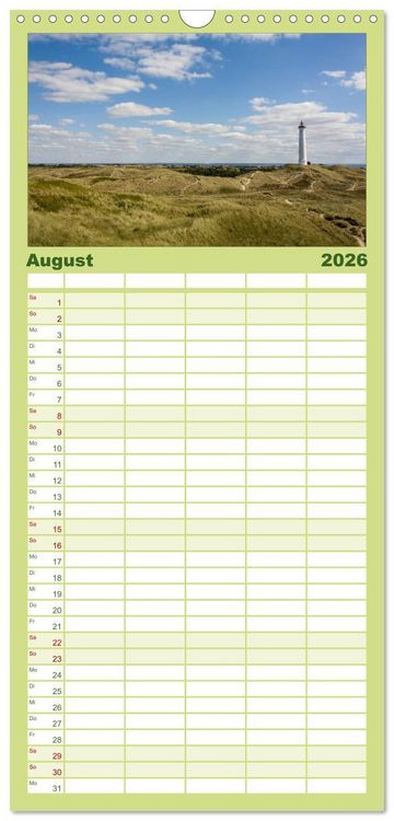 Produktbild: Familienplaner 2026 - D&auml;nemark Impressionen mit 5 Spalten (Wandkalender, 21 x 45 cm) CALVENDO