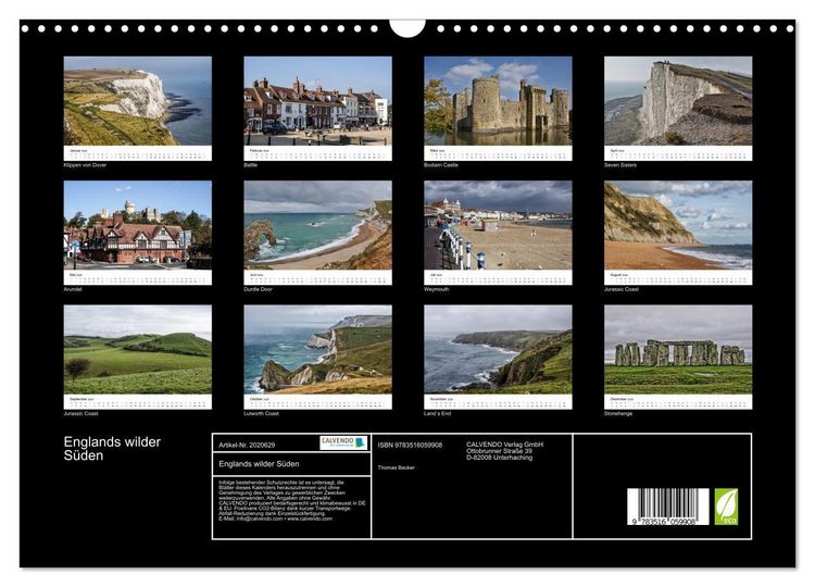 Produktbild: Englands wilder S&uuml;den (Wandkalender 2026 DIN A3 quer), CALVENDO Monatskalender