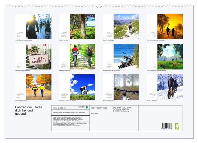 Produktbild: Fahrradtour. Radle dich frei und gesund! (Wandkalender 2026 DIN A2 quer), CALVENDO Monatskalender
