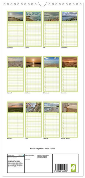 Produktbild: Familienplaner 2026 - K&uuml;stenregionen Deutschland mit 5 Spalten (Wandkalender, 21 x 45 cm) CALVENDO