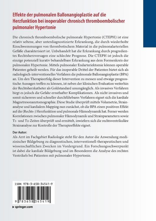 Produktbild: Effekte der pulmonalen Ballonangioplastie auf die Herzfunktion bei inoperabler chronisch thromboembolischer pulmonaler Hypertonie