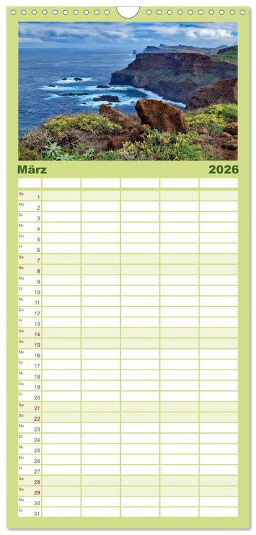 Produktbild: Familienplaner 2026 - Fr&uuml;hlingstraum Madeira mit 5 Spalten (Wandkalender, 21 x 45 cm) CALVENDO