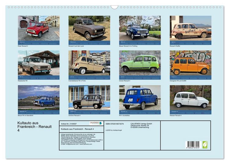 Produktbild: Kultauto aus Frankreich - Renault 4 (Wandkalender 2026 DIN A2 quer), CALVENDO Monatskalender