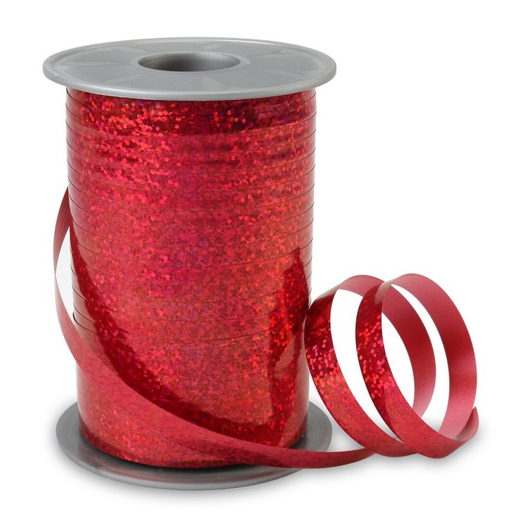Produktbild: PR&Auml;SENT Ringelband Holly Holograpic rot 10mmx200m