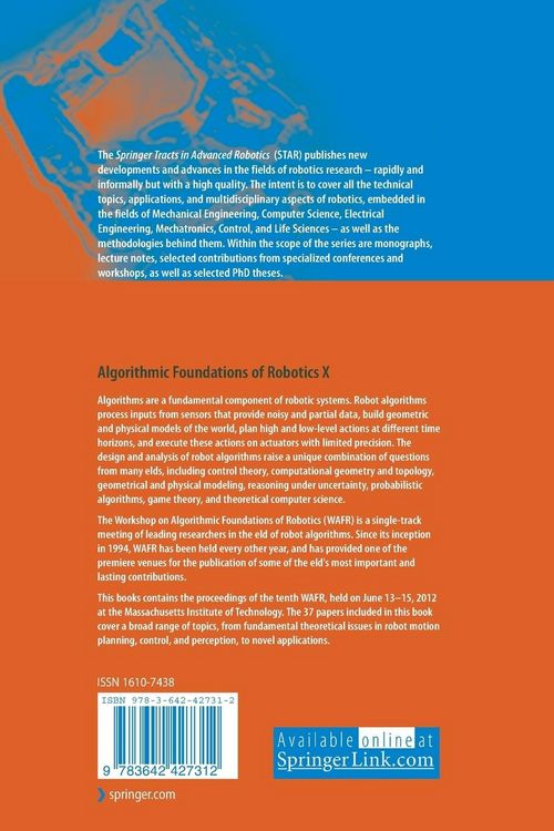 Produktbild: Algorithmic Foundations of Robotics X