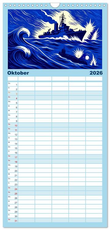 Produktbild: Familienplaner 2026 - Das Meer in der Weltliteratur mit 5 Spalten (Wandkalender, 21 x 45 cm) CALVENDO