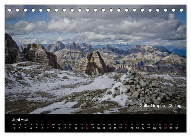 Produktbild: TransAlp - zu Fu&szlig; &uuml;ber die Alpen von M&uuml;nchen nach Venedig (Tischkalender 2026 DIN A5 quer), CALVENDO Monatskalender